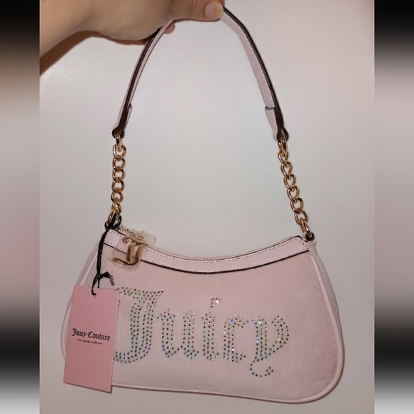 Juicy Couture Blush Pink Velour Obsession Shoulder Bag.
